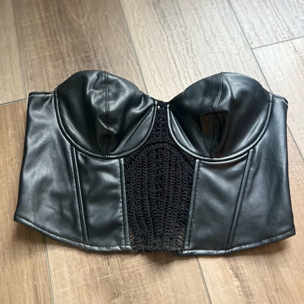 ZARA TOP FAUX LEATHER CORSET SIZE LARGE
